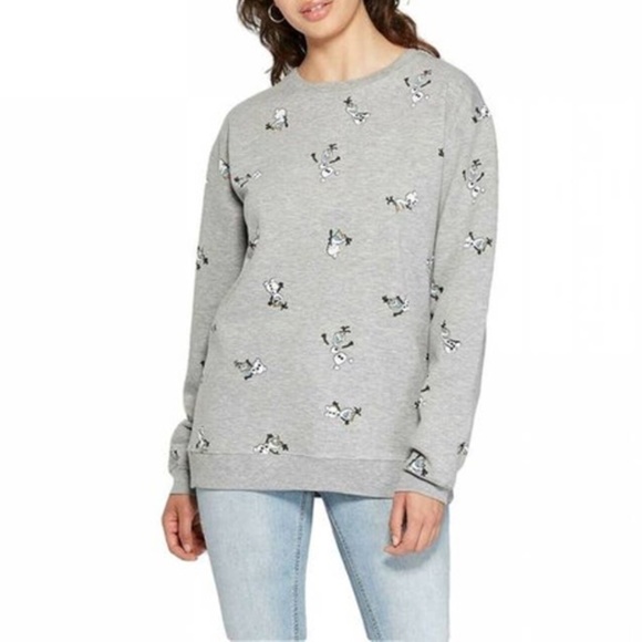 Disney Frozen Olaf Heather‎ Gray Sweater - Picture 1 of 9